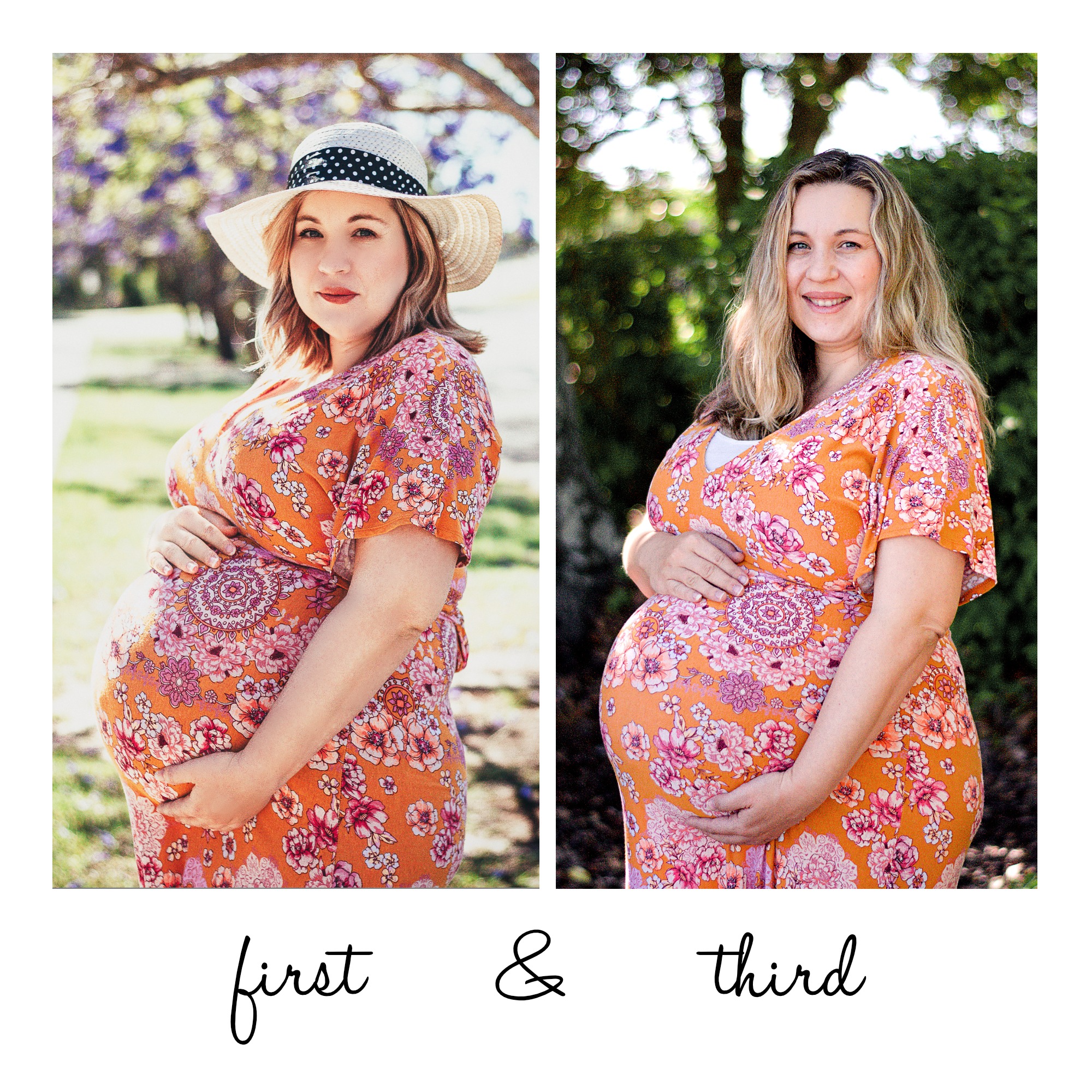 First & Third Pregnancy - you know what to expect during pregnancy, birth and raising a child and by the third baby you realise that not all pregnancies, births or children are the same.  I guess we just prepare ourselves to be unprepared.  Well, that is my experience anyway. 
As I put this collage together I noticed a difference in this Mumma.  It wasn't in body shape/baby bump or location, but the confidence and wisdom that is shining from her eyes during this pregnancy - she has been there and done that (pregnancy and birth) and has the scars (dare I say stretch marks?? 😉) to prove it.  Can you see what I see?  Admittedly, the first photo was an early morning session and the second photo was after a couple of coffees 😂
.
.
This beautiful lady is my sister and has been such a wonderful support of my little business since the beginning.  She has modelled for me many times, her first pregnancy maternity session being one.  She asked if I could grab a quick photo of her in the same dress during a morning tea a couple weeks before the birth of her third bub.  Sadly we didn't get to have a dedicated session together in this dress for her second little one however we do have photo evidence that she wore it.  How is it that she has gotten more beautiful as the years have gone on?
.
.
What similarities and differences have you noticed in yourself through multiple pregnancies?  Maybe you haven't had children but you have been placed in a challenging situation numerous times over the years - have you noticed how differently you have handled fear of the unknown?
.
.
On a side note - this is an OP Shop dress that we bought for this session in particular - it is cool that she kept it considering it is more my style than her own.  And check out the difference in my editing style.
.
.
#documentinglife #yourlocalphotographer #maternityshoot