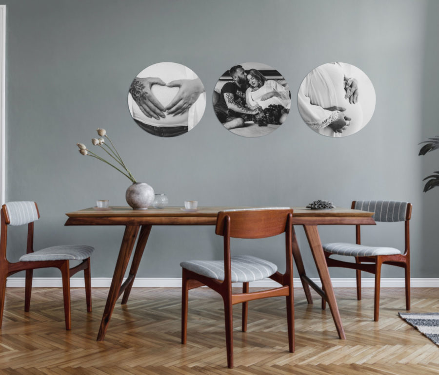 3 circle prints in either wood or metal