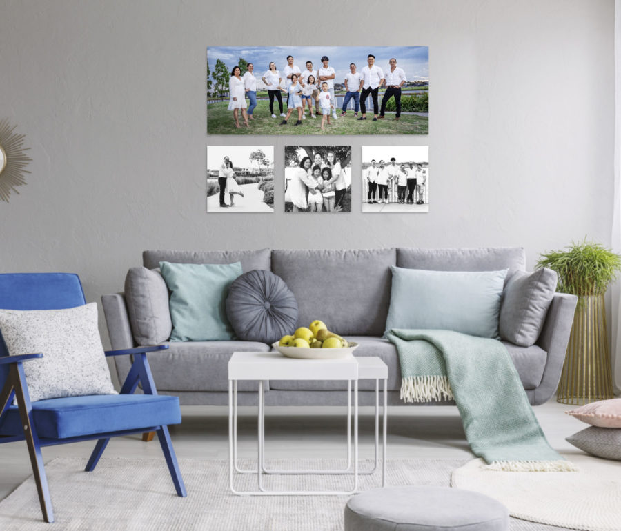 A collection of 4 canvas wood or metal prints