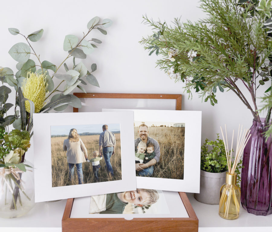 Heirloom Box on display with art mount samples